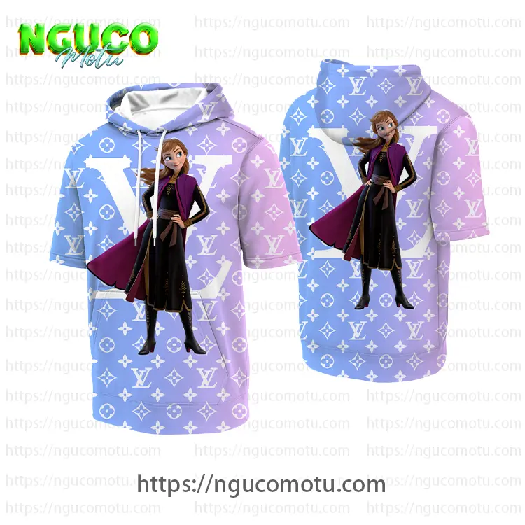 Louis vuitton and disney princess anna smile hooded short sleeve t-shirt gift uninque for kid man women